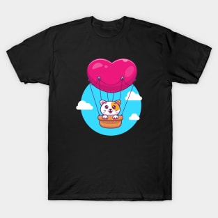 Cat in hot air ballon cartoon T-Shirt